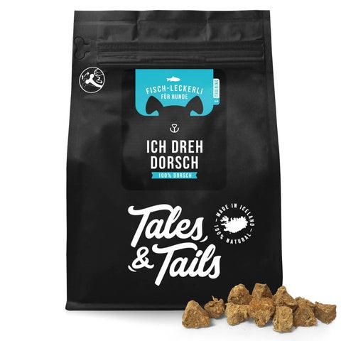 Talesandtails Ich dreh Dorsch - Fisch Leckerli für Hunde aus 100 Dorsch 5er Paket Tasche