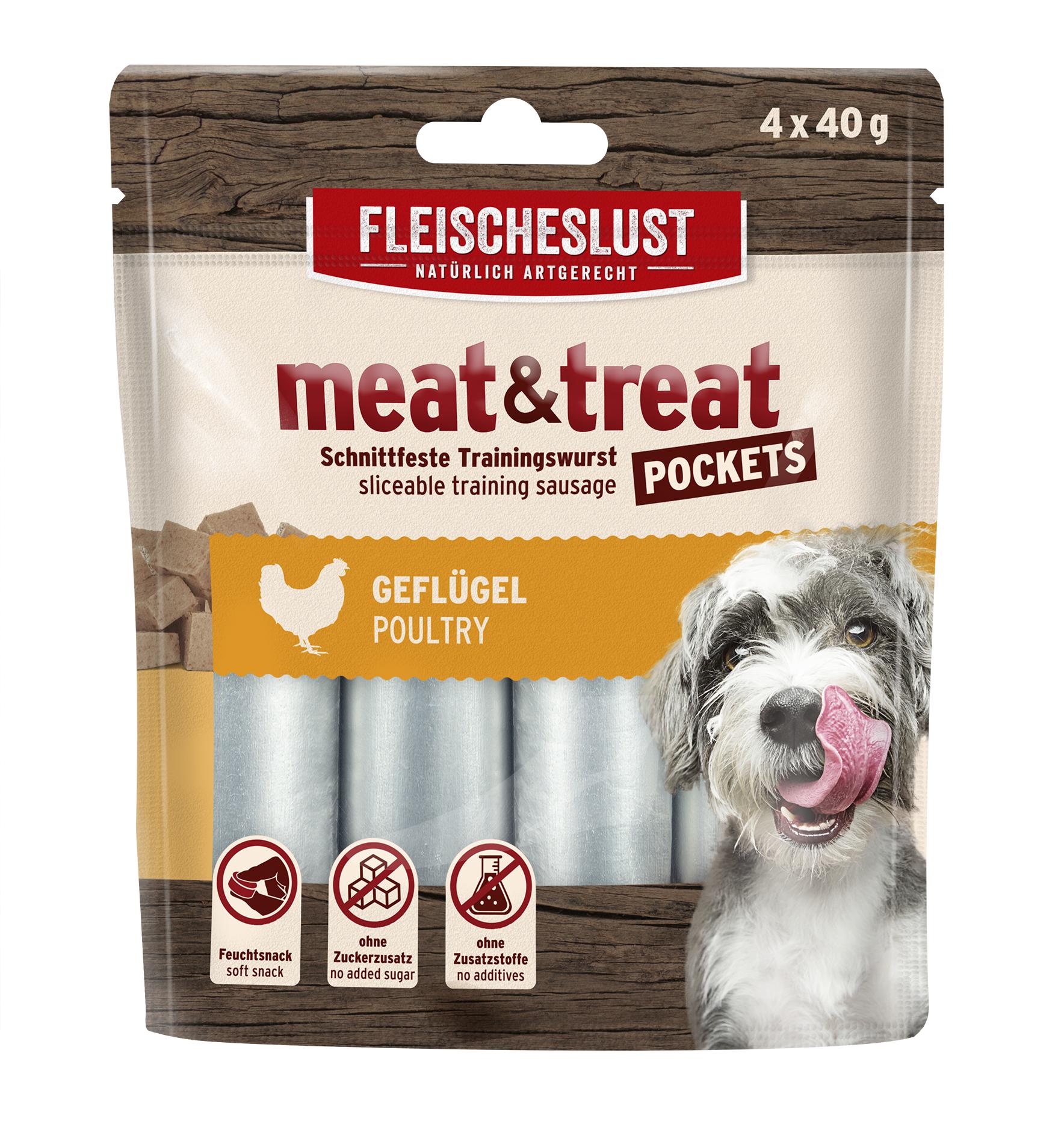 Fleischeslust meat treat Geflügel Pockets 4 x 40 g