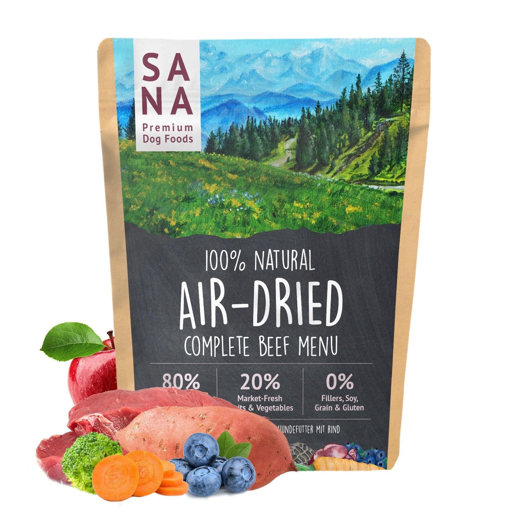 Sanadog Trocken Menü Rind - 1 Kilogramm Beere, Produzieren, Werbung, Blaubeere, Plakat