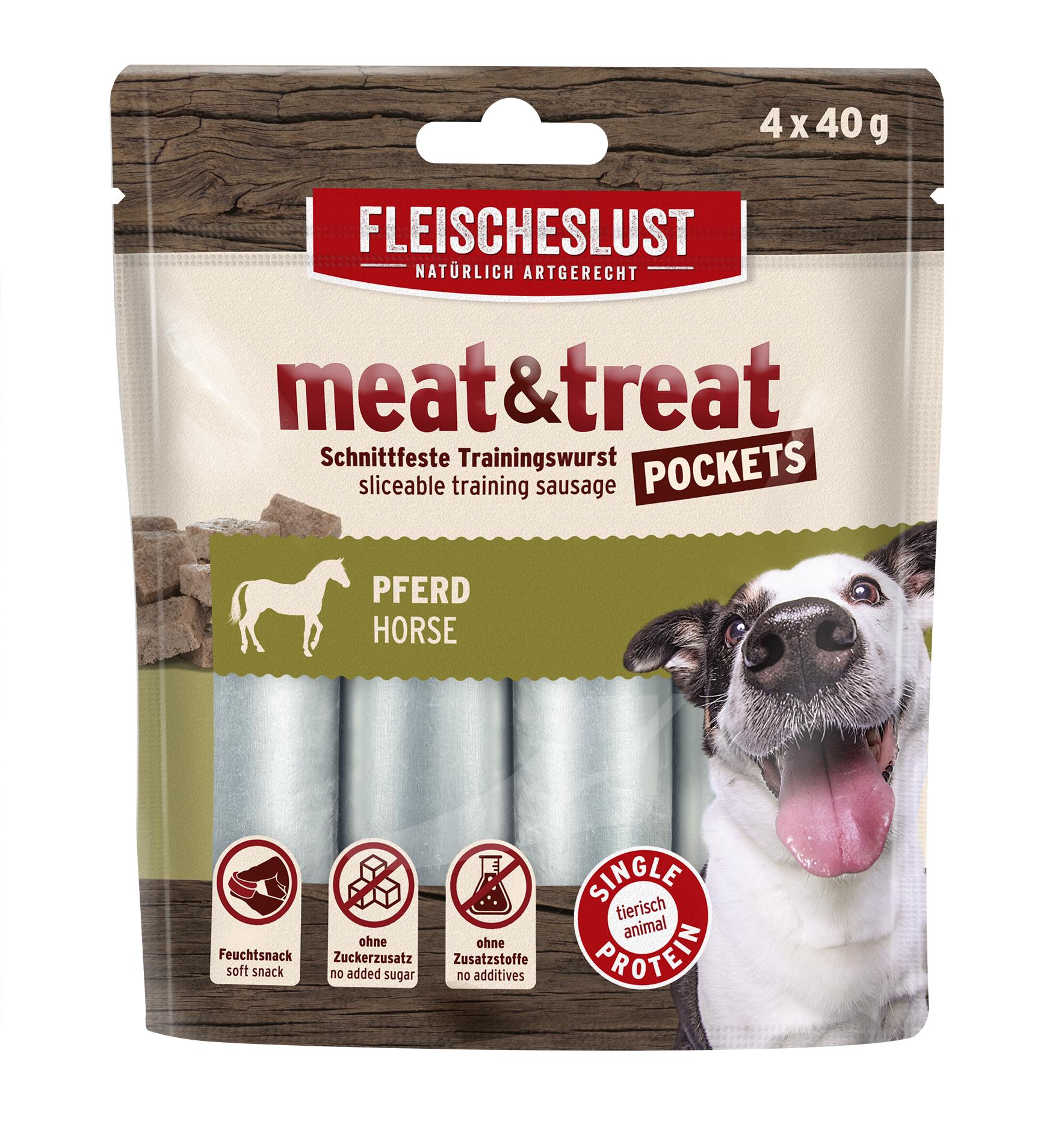 Fleischeslust meat treat Pferd Pockets 4 x 40 g