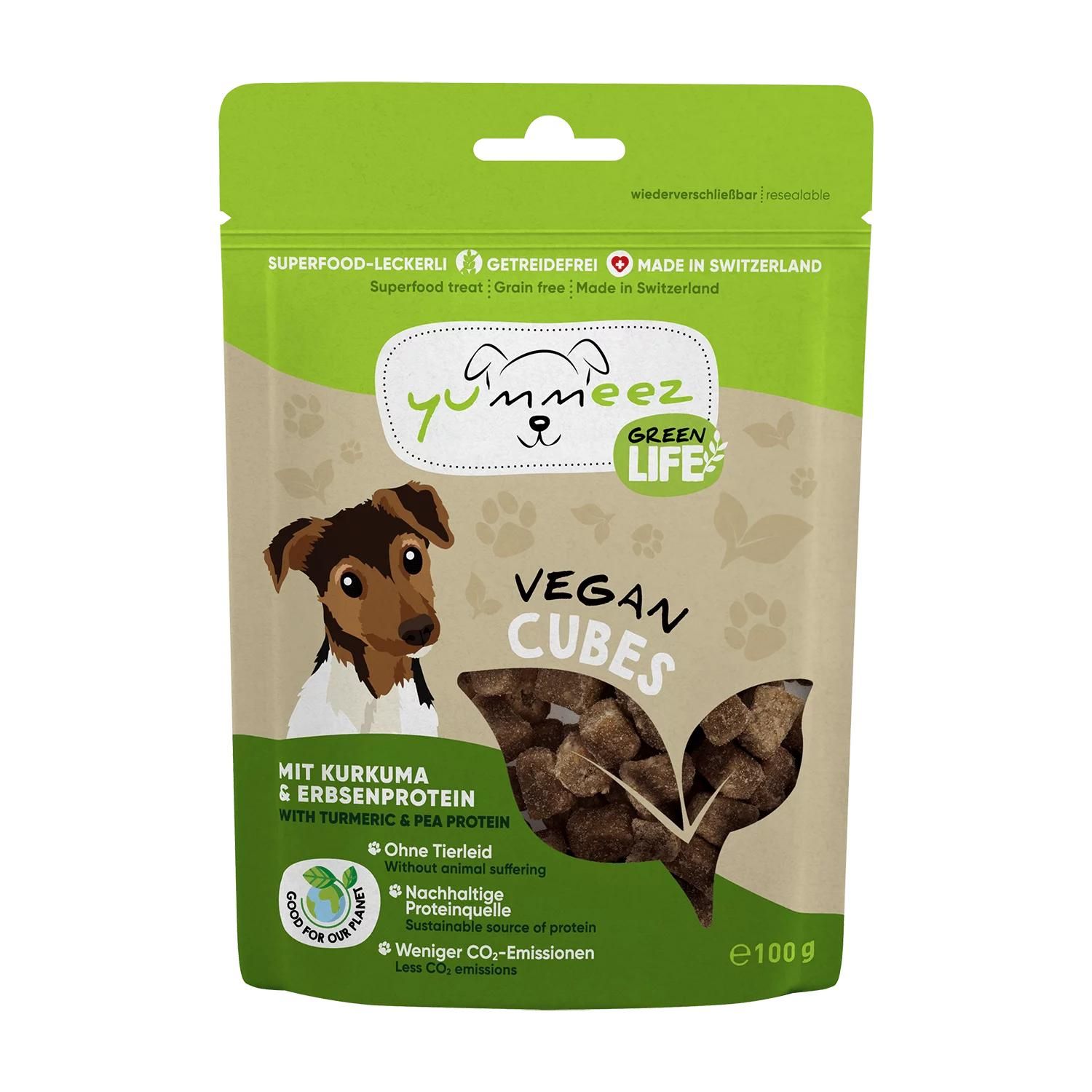 Petsnature yummeez GREEN LIFE CUBES Vegan 100g - 100 Gramm Tier, Hund, Säugetier, Haustier