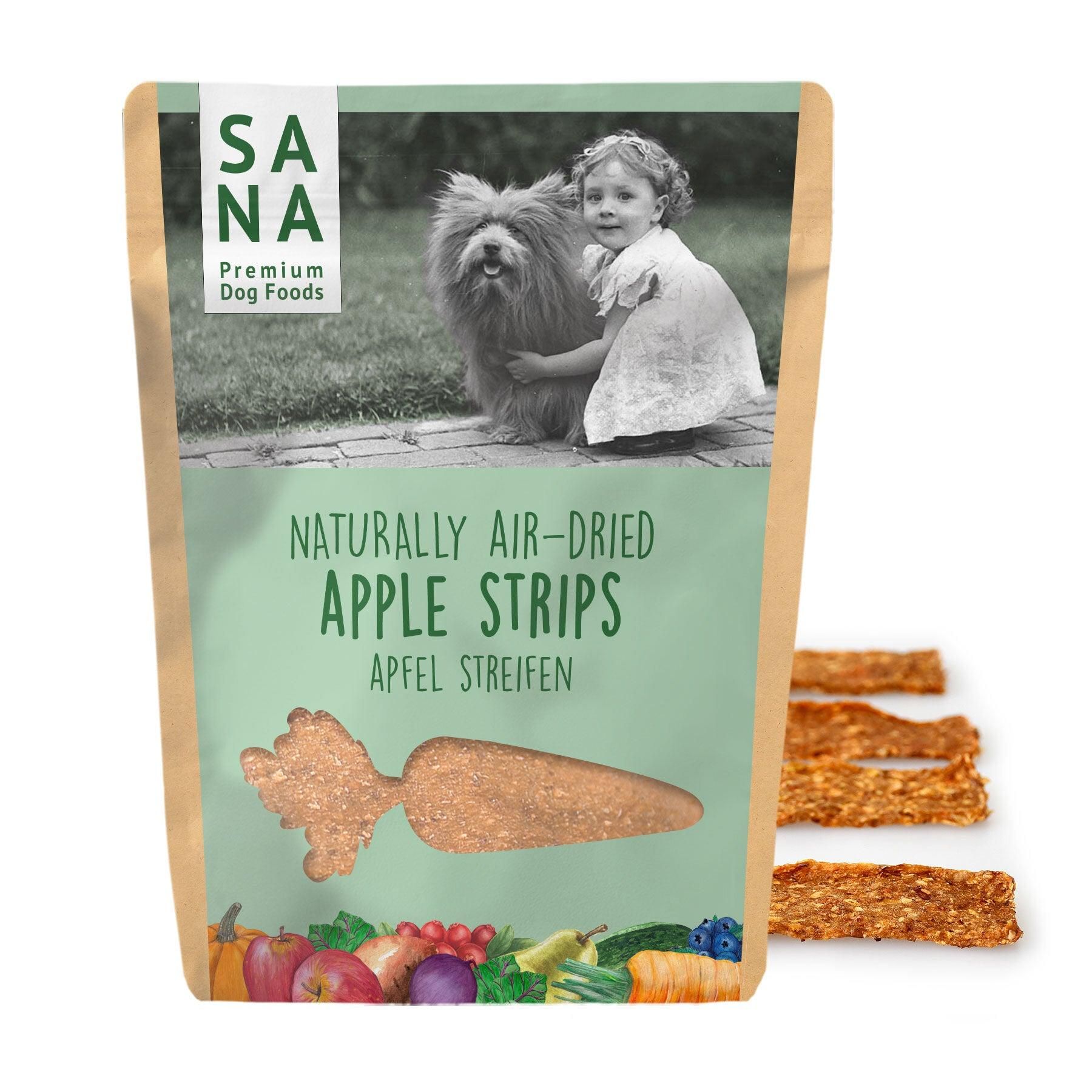 Sanadog Veggie Streifen Apfel 100 g - 0,1 Kilogramm Person, Hund, Haustier, Kräuterig, Pflanze