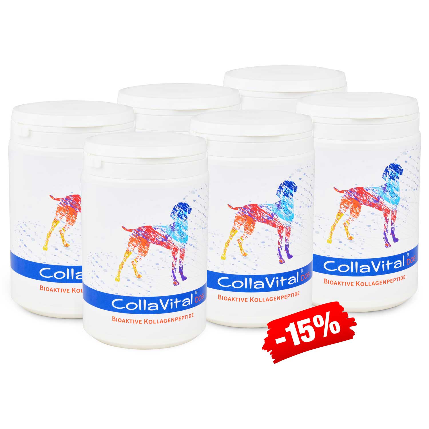 6 x Collavital® DOG Collagen Pulver [230g] – Bioaktives Kollagen Hydrolysat für Hunde – ohne Hormone, ohne Antibiotika