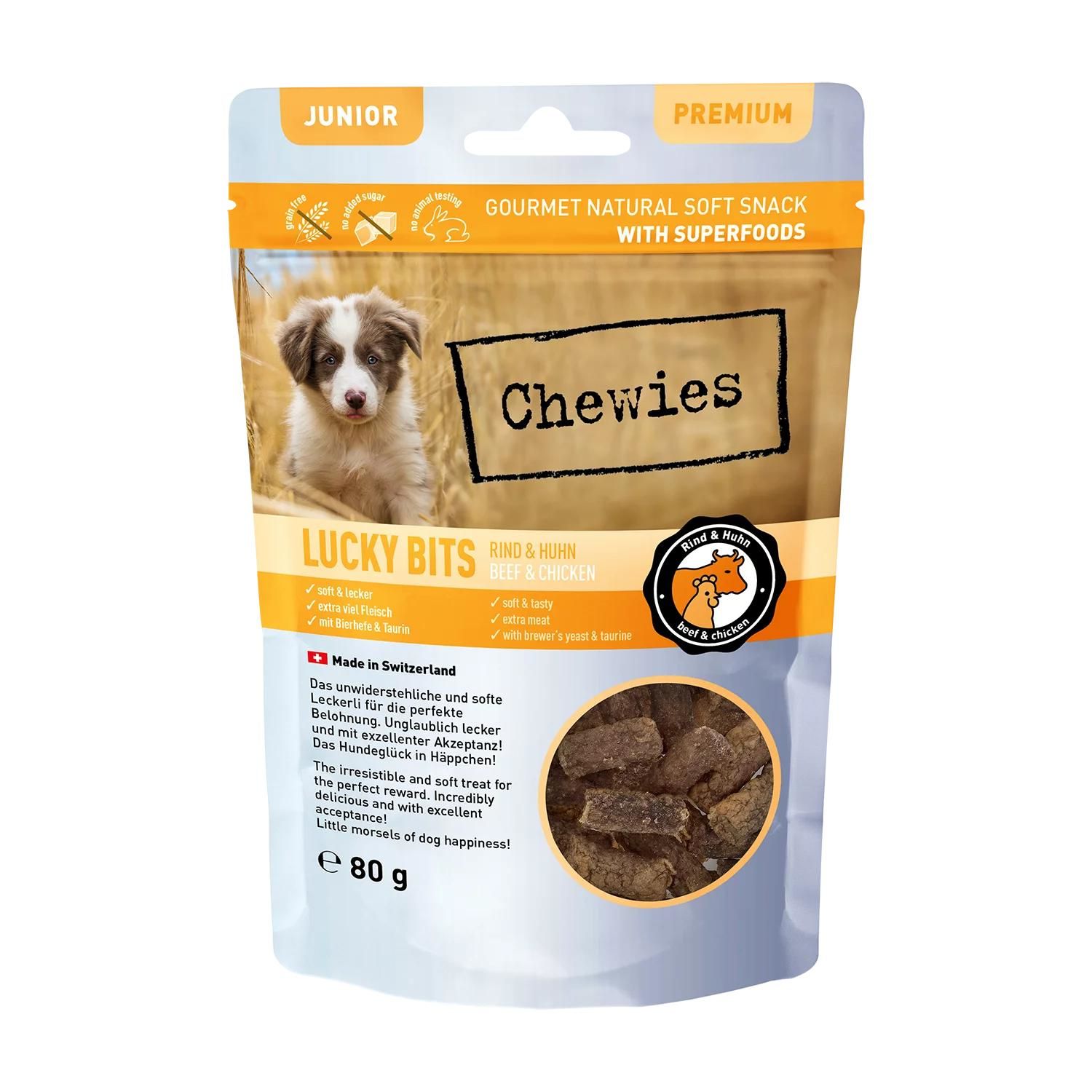 Petsnature Chewies LUCKY BITS Rind Huhn Junior 80g - 80 Gramm