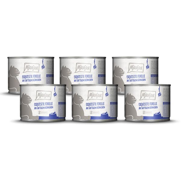 Mjamjam - exquisite Forelle an saftigem Hühnchen 6 x 200g Aluminium, Behälter für Farbe