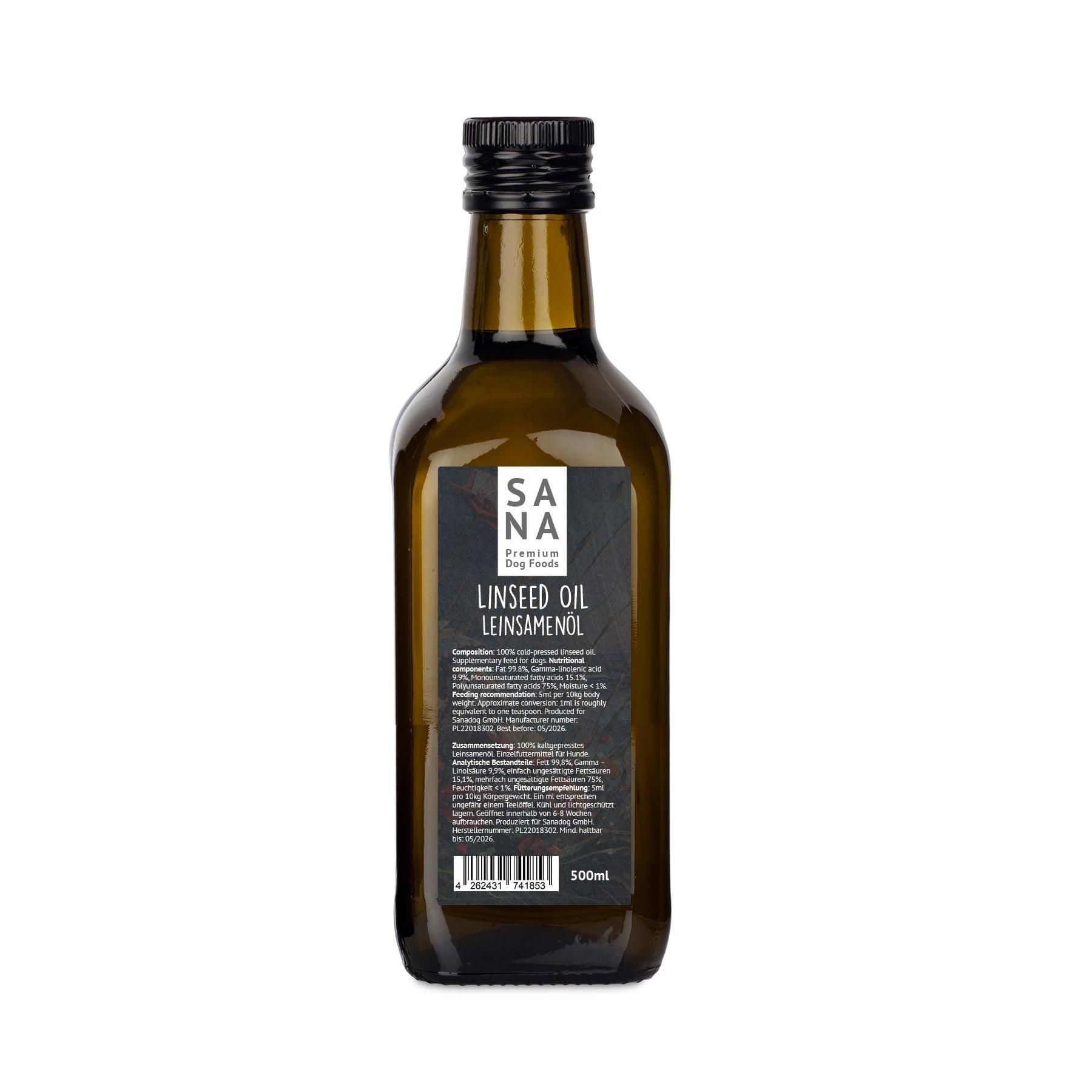 Sanadog Leinsamenöl - 0,1 Kilogramm Flasche