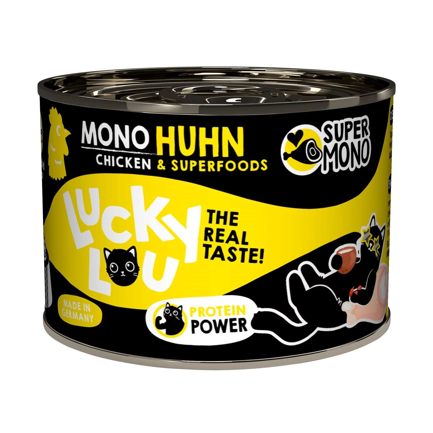 Petsnature Lucky Lou SuperMono Huhn 200g - 200 Gramm Zinn, Kann, Aluminium, Konserven, Lebensmittel