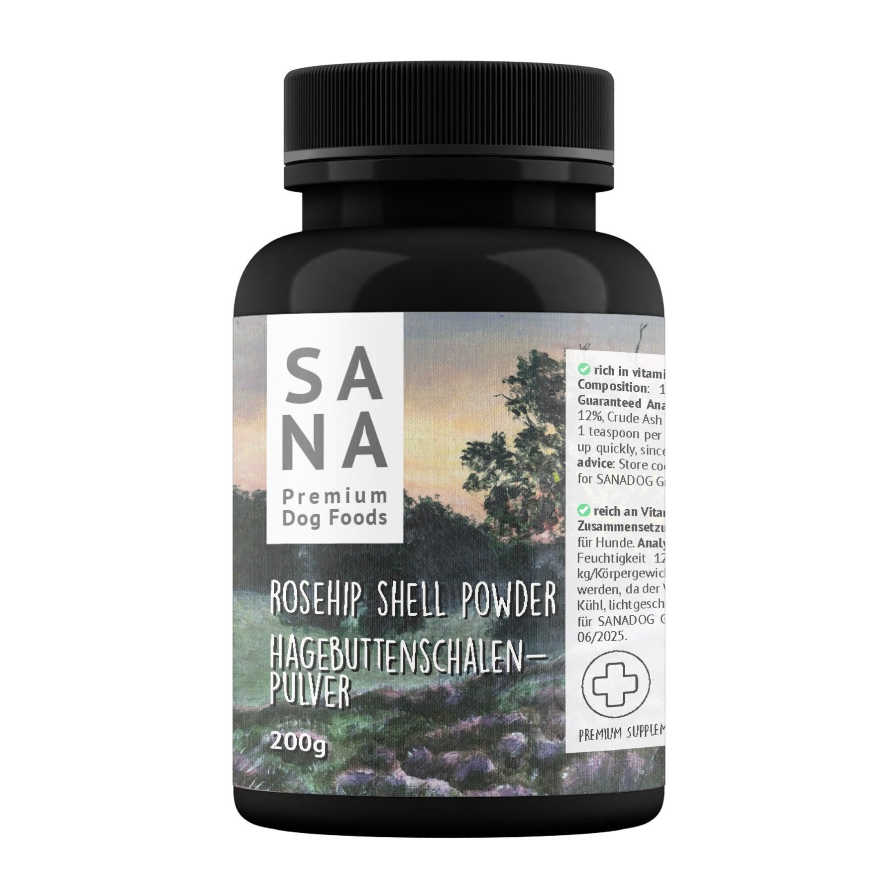 Sanadog Hagebuttenschalenpulver - 0,2 Kilogramm Kräuter, Pflanze, Astragalus, Flasche
