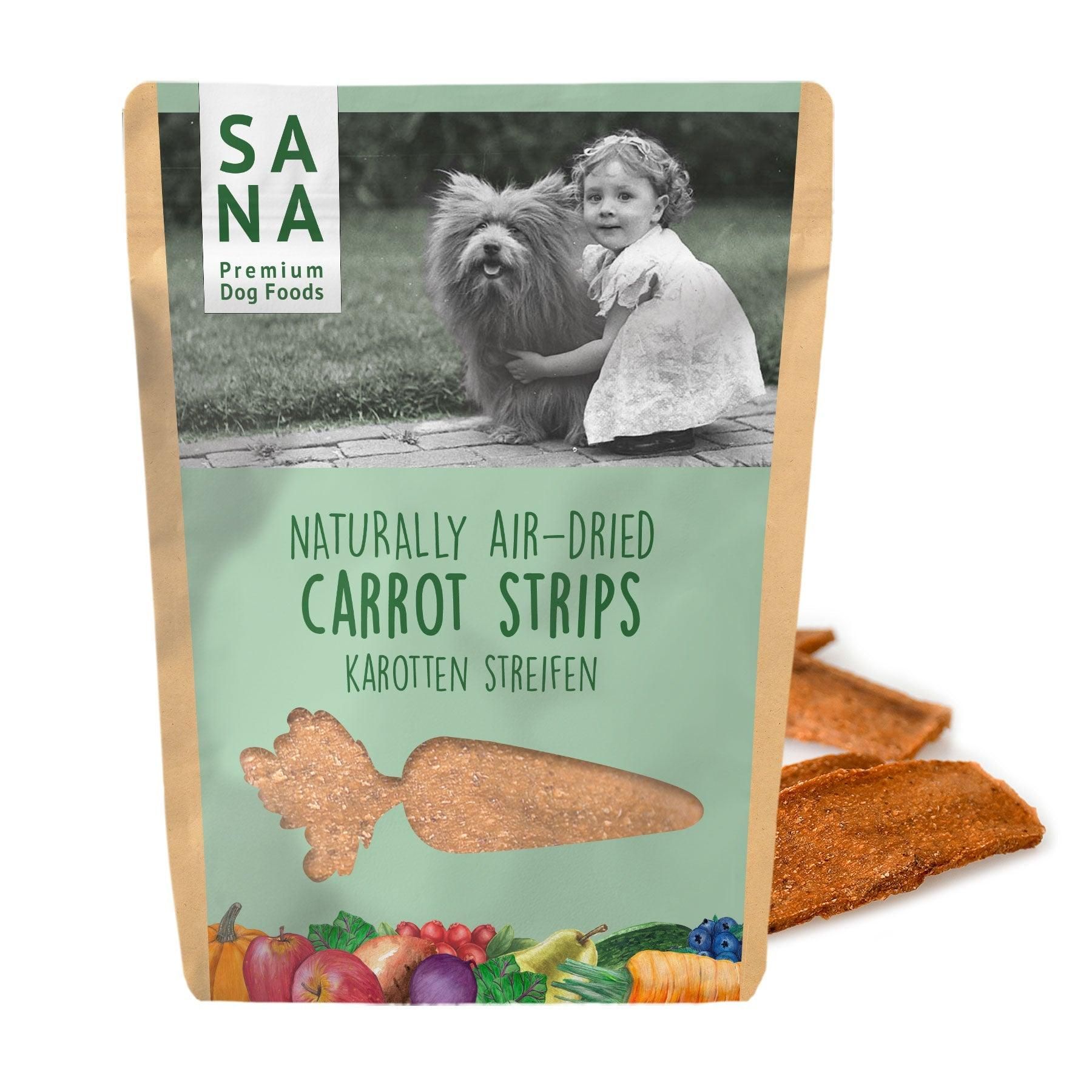 Sanadog Veggie Streifen Karotte 100 g - 0,1 Kilogramm Person, Mittagessen, Mahlzeit, Hund, Haustier