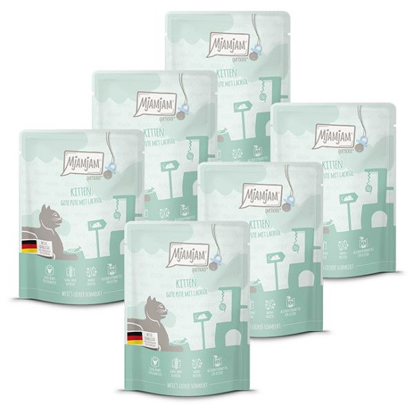 Mjamjam - Quetschie - Kitten gute Pute mit Lachsöl 6 x 300g