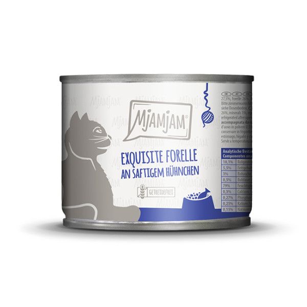 Mjamjam - exquisite Forelle an saftigem Hühnchen 400g Zinn, Kann, Aluminium