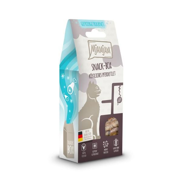 Mjamjam - Snackbox - köstliches Pferdefilet 40 g Kiste, Getränk, Milch, Karton