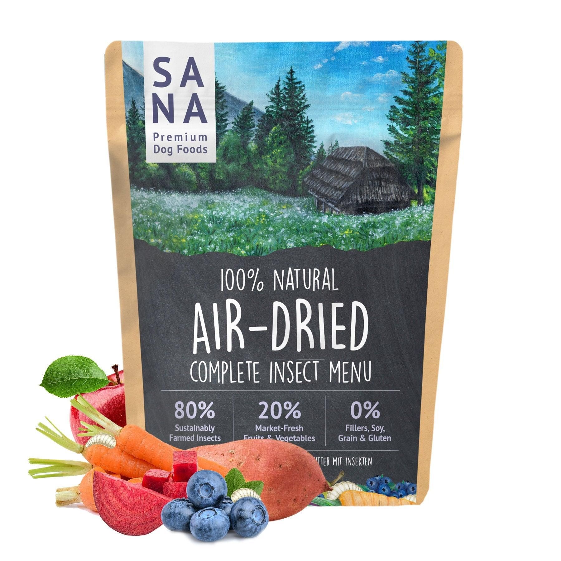 Sanadog Trocken Menü Insekt - 1 Kilogramm Werbung, Beere, Blaubeere, Produzieren, Plakat