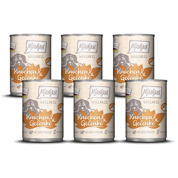 Mjamjam - Wellness - Knochen Gelenke - Rind 6 x 400g Aluminium, Zinn, Kann, Band