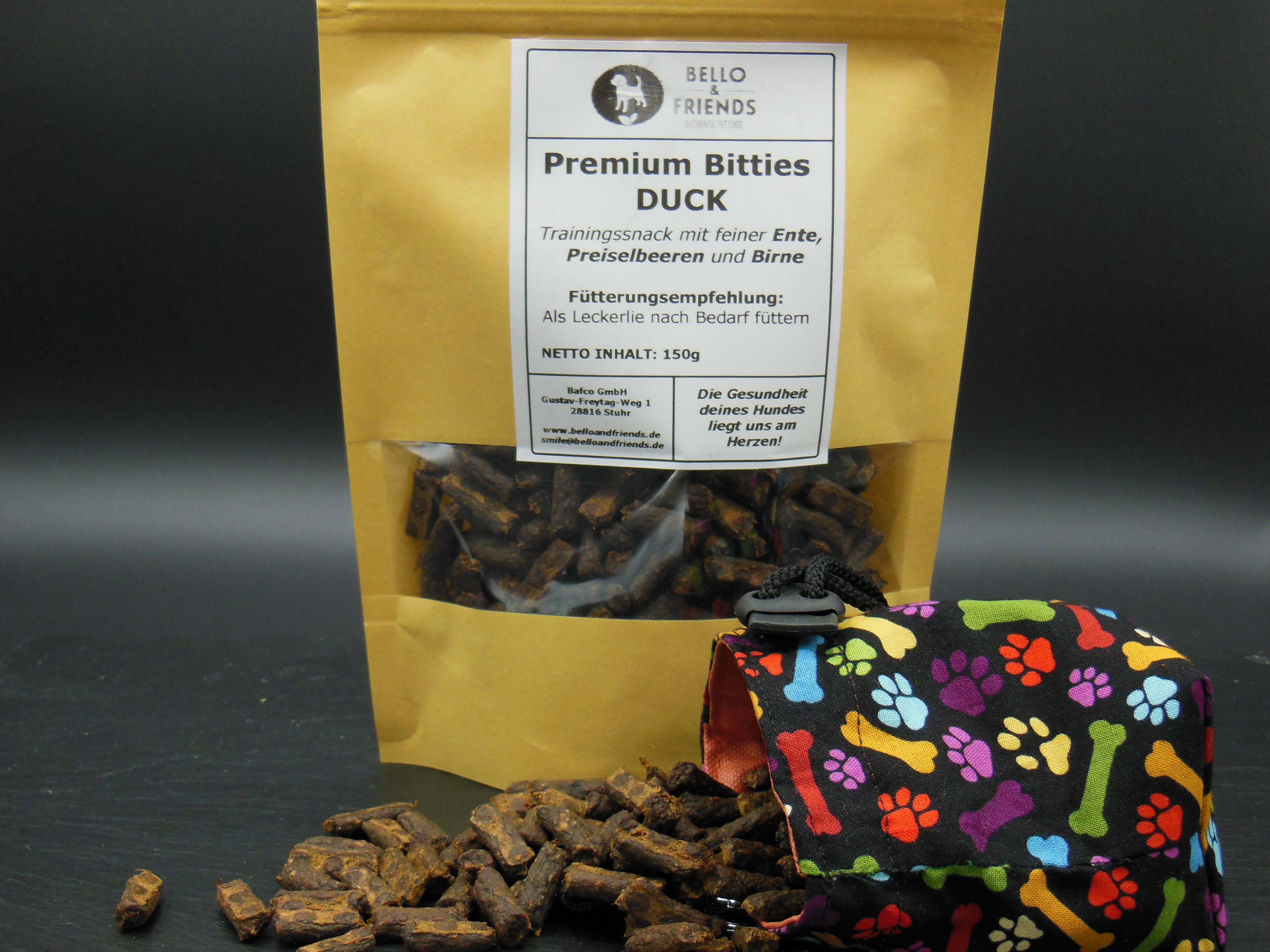 Premium Bitties DUCK 150 g mit Entenfleisch, Preiselbeeren und Birne Premium Bitties DUCK 150 g mit Entenfleisch, Preiselbeeren und Birne